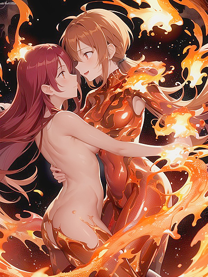 Flame Sprites Dance in Passionate Face-to-Face Hentai Encounter