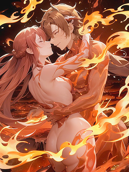 Face-to-Face Passion Amidst Dancing Flames in High-Resolution Hentai Ecstasy