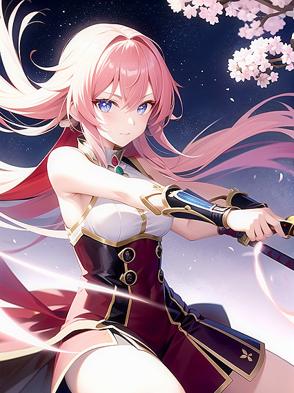 Celestial Warrior Anime Girl 18+ Striking a Dynamic Battle Stance in Seductive Hentai AI Image