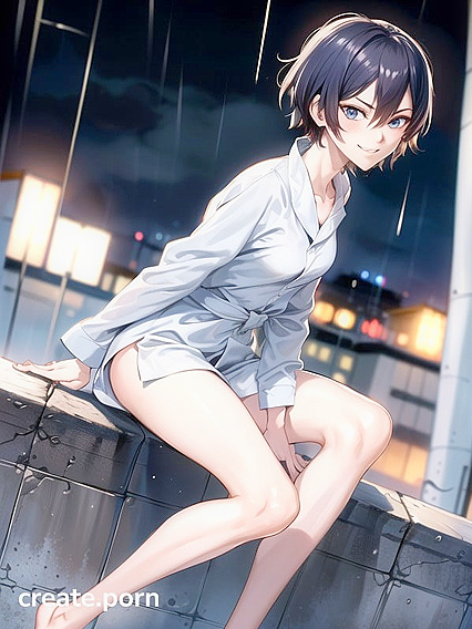 Feet Worship on the Rooftop - Manga-Inspired Hentai AI Image