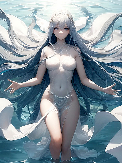 Serene Full-Body shot of Her Kind-Eyed Beauty in High-Res Hentai Hentai AI Image