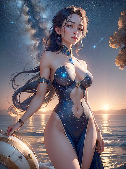 Cosmic Stars Merge with Earthly Seas in a Sultry Summer Night Hentai Fantasy