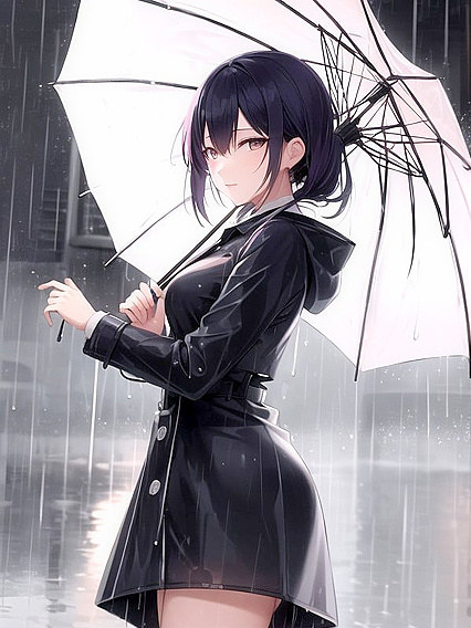 Enjoying the Calm Rain - A Sensual and Reflective Hentai Experience with Raindrops Falling
