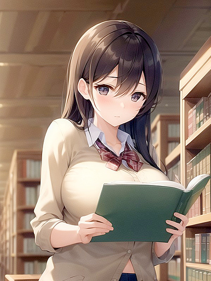 Softly Lit Library Where She Finds Pleasure While Reading Her Favorite Book