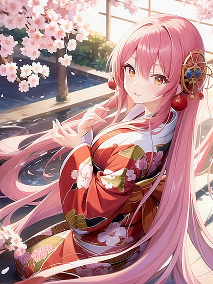 Cute Anime Girl 18+ in Modern Kimono Displays Charm and Seduction in Hentai AI Image