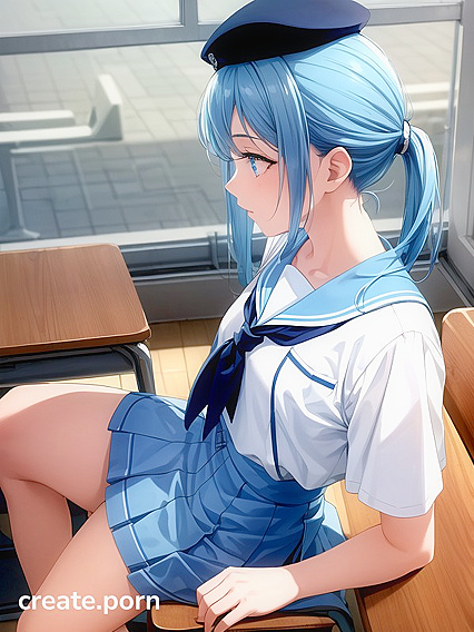 Light Blue Haired Cutie with Small Ass Teases in aquatic-themed hentai bliss
