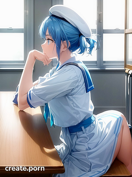 Girl 18+ with Aquatic Blue Hair Writes Seductively in Her Notebook Before Diving into Hentai Pleasure