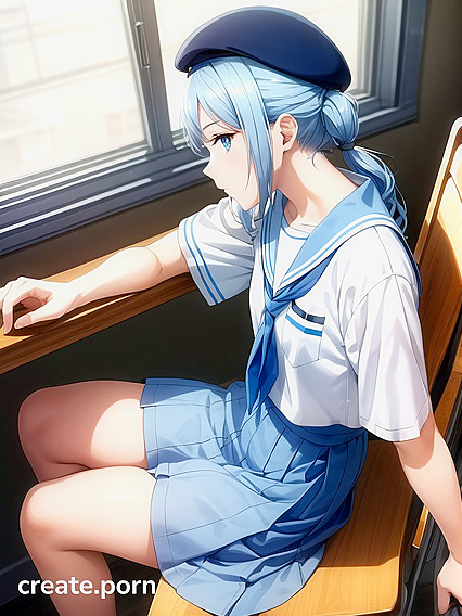 Cute Girl 18+ with Small Ass Writes Seductively While sitting Down in Hentai AI Image