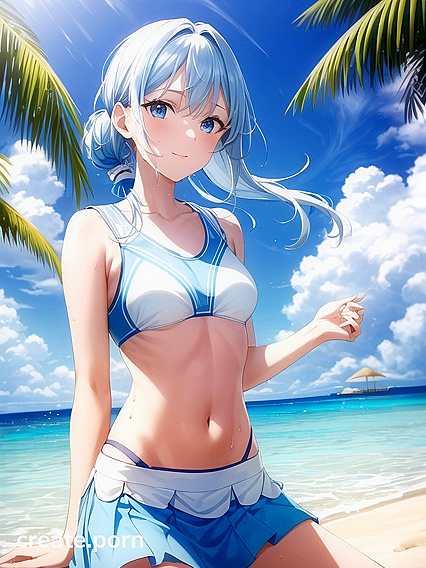 Bikini Babe's Hair Waves Wildly in Absurdres Hentai AI Image