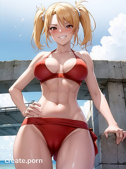 Blonde Beauty in Bikini Dives into Steamy Hentai AI Image