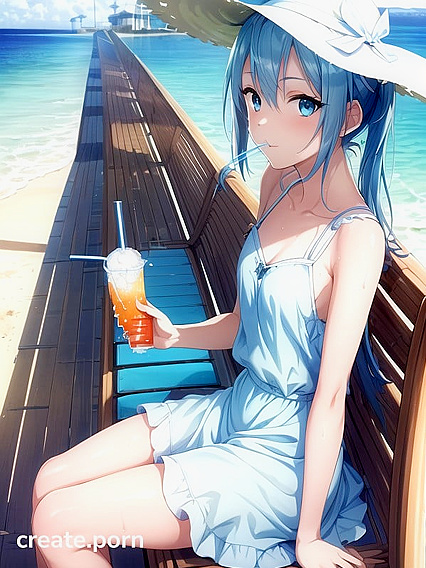 Sweaty Small Breasts and Light Blue Hair in Steamy Hentai AI Image