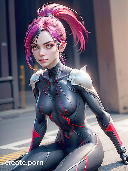 Small-Breasted Superheroine Takes On the World in 3D Hentai AI Image