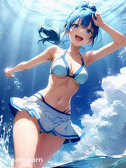 Skinny Girl 18+ Enjoys Steamy Summer Fun in Erotic Hentai AI Image