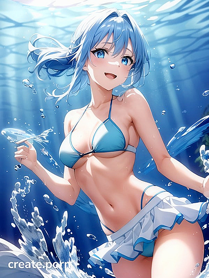 Palmes Teases Her Small Breasts in Detailed Hentai Porn Image