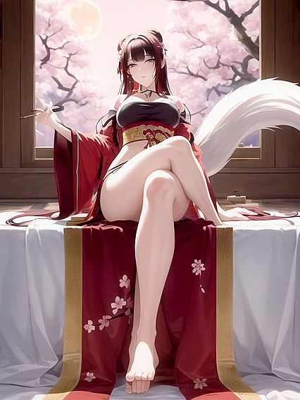 Barefoot Bottom Worship with Hefty Cleavage in Hentai AI Image