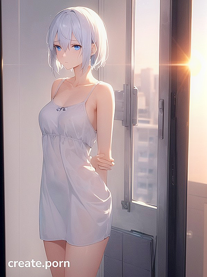 Blue-Eyed Beauty with Rounded Breasts in Heartbreaking Hentai AI Image