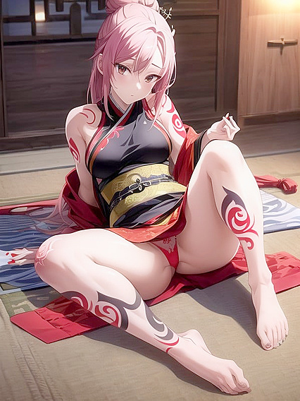 Thick-Thighed Femme Fatale Teases in Fantasy Hentai AI Image