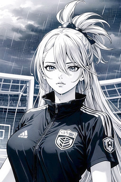 Aqua from Konosuba Gets Seduced by a Soccer Player in Monochrome Manga Style Hentai