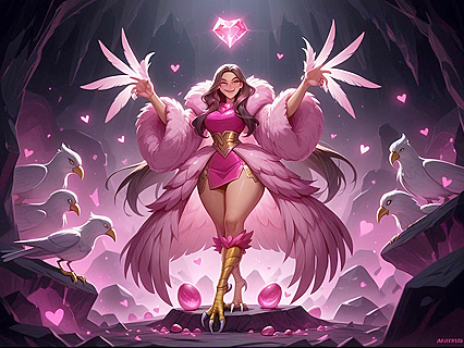 Many Harpies Surround Her for Intense Busty Hentai AI Image