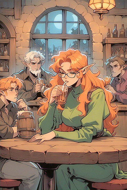 Glasses Clad Tavern Girl 18+ in Mesmerizing Hentai AI Image Image