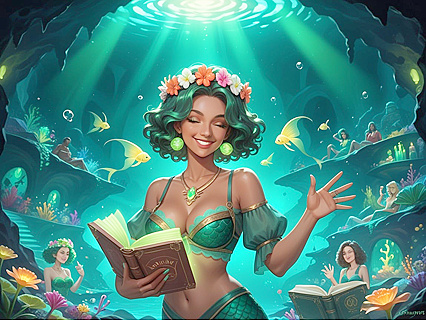 Monster Woman with Straight Shoulders Glows Neon Green in Wild Hentai AI Image