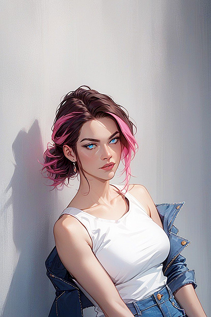 Tomboy with Sparkling Blue Eyes in Highly Detailed Hentai AI Image