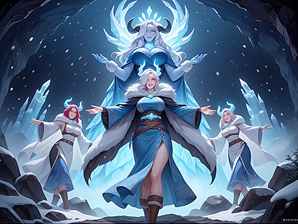 Round Ass and White Pixie Hair Bound by Fur Belt in Erotic Hentai AI Image