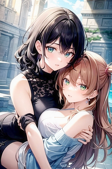 Princess Carrie Enjoying Intense Hentai AI Image with Two Partners and Black Hair