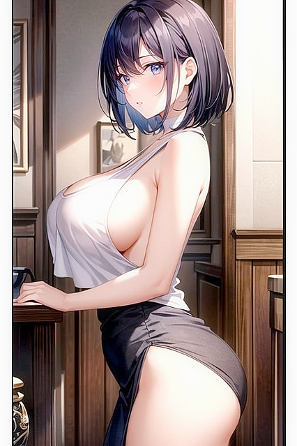 Vietnamese Babe with Short Hair Teases Her Side Boobs in Hot Hentai AI Image