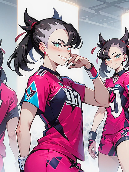 Cute Girl 18+ with Ponytail Models Seductively in Hentai AI Image