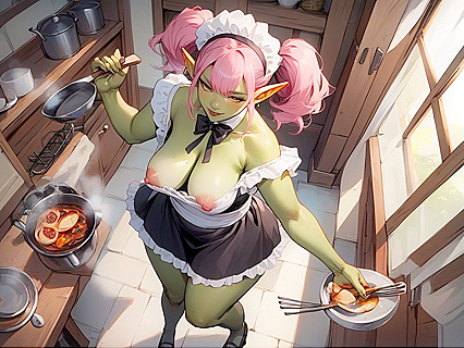 Round Ass No Underwear Cooking Hentai Hentai AI Image