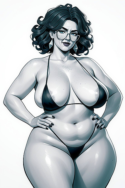 Enormous Tits and Curves in Sexy Lingerie Pose for Erotic Hentai AI Image