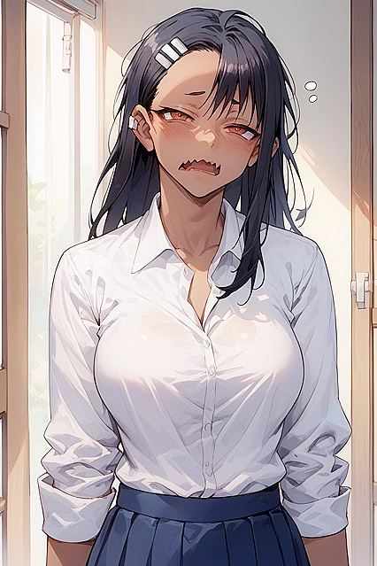 Hayase Nagatoro from Don't Toy With Me, Kissing and Skirt Fun in Hentai Hentai AI Image