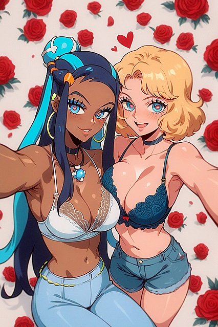 Two People Enjoying Intimate Moments with Original Anime Faces in Hentai Selfies