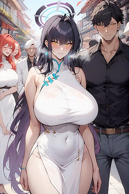 Sweaty Girl 18+ with Straight Hair and Thick Thighs in Steamy Hentai AI Image