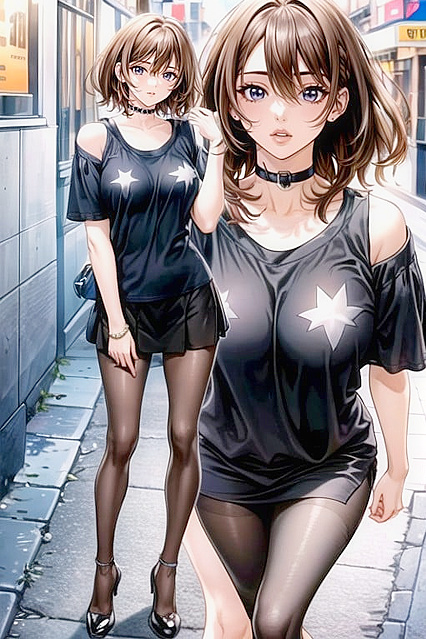 Brunette Full-Length Beauty in Deep Brown Hairstyle Entices in Hentai AI Porno