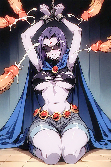 Raven from Titans Gets Sweaty and Reveals Underboob in Steamy Hentai AI Image
