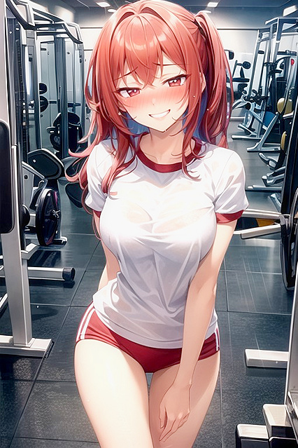 Twilight Sports Gym Lit by Faint Lights for Steamy Hentai AI Image