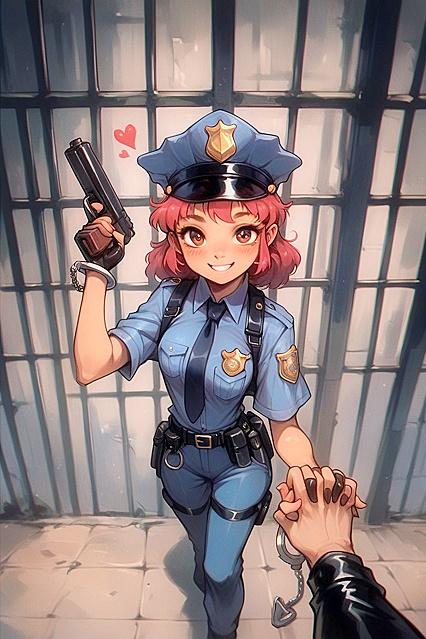 Hearts and Guns - A Seductive Walk Turns into Intense Hentai AI Image