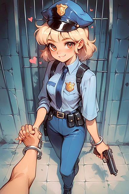 Gun-Wielding Style of Behind Bars in Intense Hentai AI Image