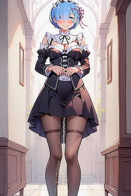 Rem from Re -Zero in Formal Attire Teasing Her Tiny 18+ Ass in hentai Hentai AI Image