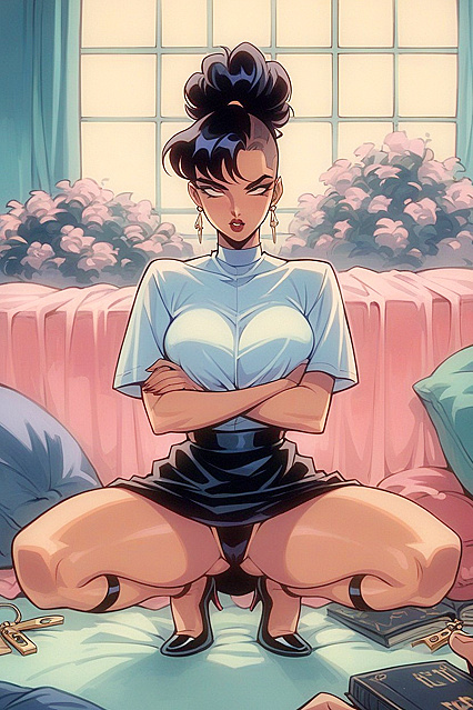 Skinny Girl 18+ with Massive Ass Rides Hard Light in Steamy Hentai AI Image