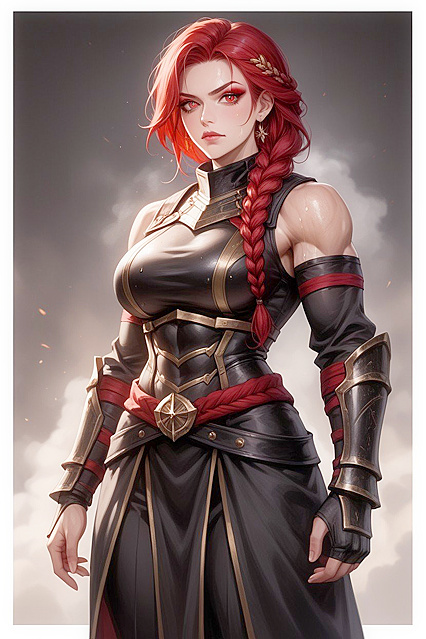 Toned Beauty in Armor Gloves Seduces with Her Cool Persona in Hentai AI Image