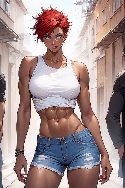 Tomboy in Jean Shorts Teased in Seductive Hentai AI Image