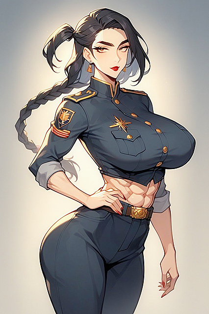 Long-Haired Beauty with Massive Ass and Huge Tits in hentai Hentai AI Image