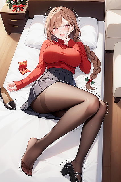 Mary Jane Flats and Braided Hair inWaist-Cinching Hentai AI Image