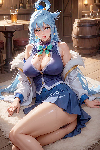 Mole-On-Ass Babe Struggles to Hide Bushy Pussy in Hentai AI Image