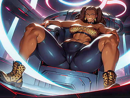 Fat Alien Cat Man with Thick Straight Hair Smirking on His Throne in Hentai AI Image