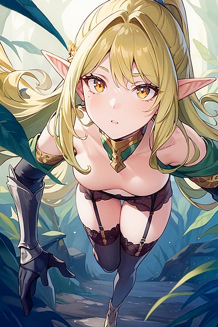 Detailed Mid-Sized Breasts in Armored Gloves Hentai Hentai AI Image