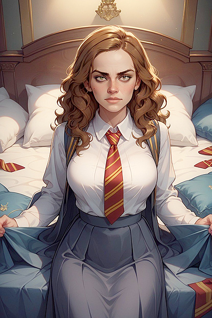 Hermione Granger's Skinny Body Thrills in Bed with Seductive Hentai AI Image